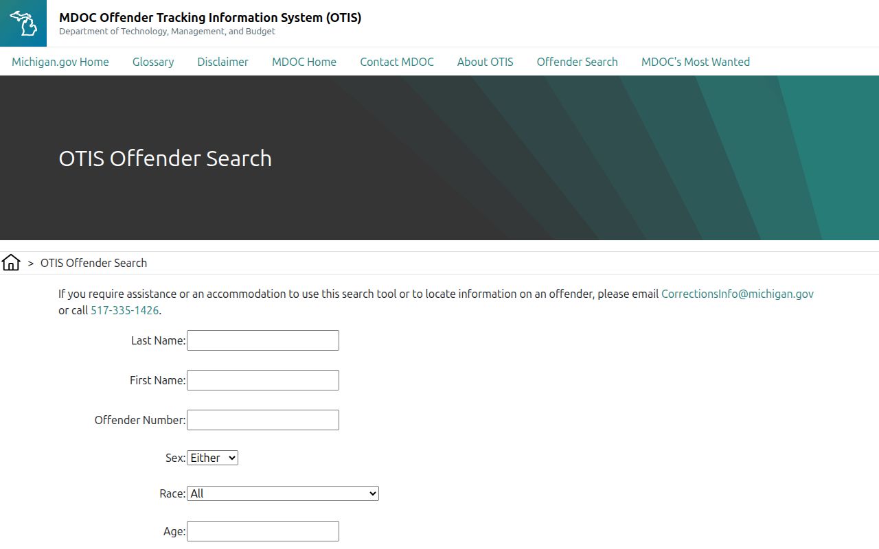 Gratiot County released inmate search fields in Michigan OTIS