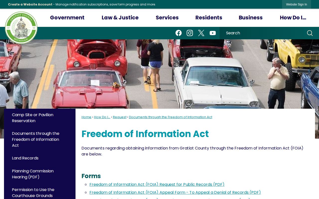 Gratiot County 24 hour release records request page