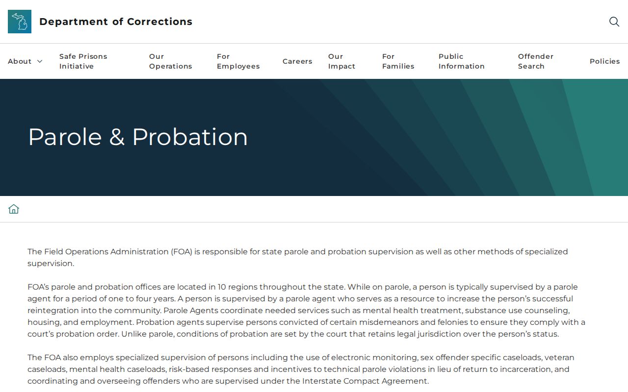 Michigan parole and probation information for Gratiot County supervision